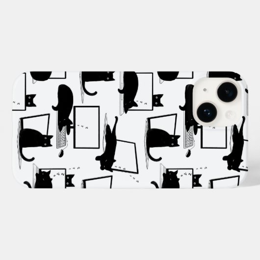 Schwarze Katzen auf Laptops Case-Mate iPhone Hülle (Rückseite (Horizontal))