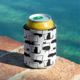 Schwarze Katzen auf Laptops Dosenkühler