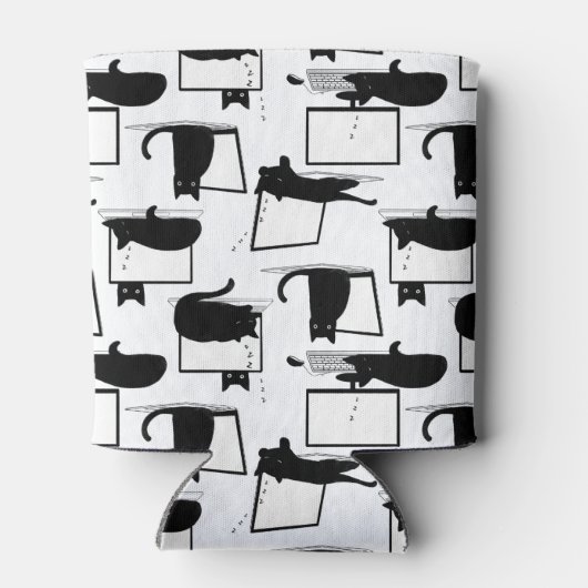 Schwarze Katzen auf Laptops Dosenkühler (Rückseite)