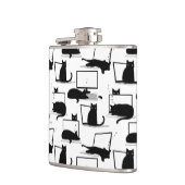 Schwarze Katzen auf Laptops Flachmann (Links)