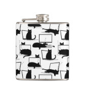 Schwarze Katzen auf Laptops Flachmann (Vorderseite)