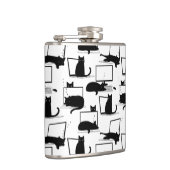 Schwarze Katzen auf Laptops Flachmann (Rechts)