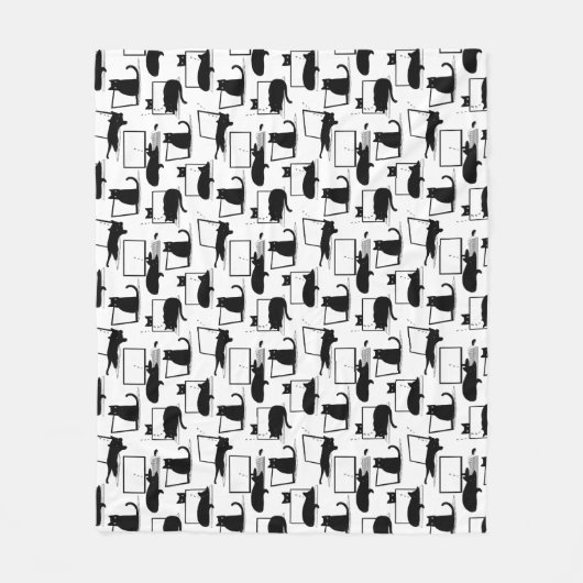 Schwarze Katzen auf Laptops Fleecedecke (Vorderseite)