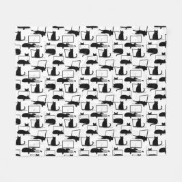 Schwarze Katzen auf Laptops Fleecedecke