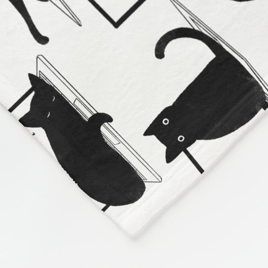 Schwarze Katzen auf Laptops Fleecedecke (Ecke)