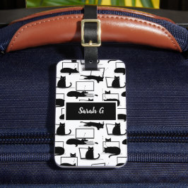 Schwarze Katzen auf Laptops Gepäckanhänger