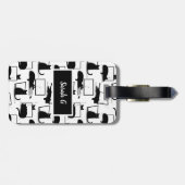 Schwarze Katzen auf Laptops Gepäckanhänger (Rückseite horizontal)