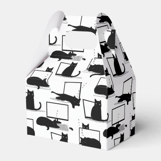 Schwarze Katzen auf Laptops Geschenkschachtel (Rückseite)