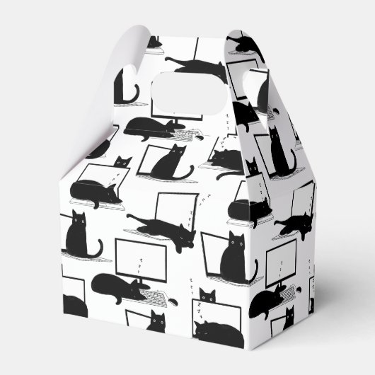 Schwarze Katzen auf Laptops Geschenkschachtel (Vorderseite)