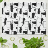 Schwarze Katzen auf Laptops Geschirrtuch (Gefaltet)