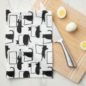 Schwarze Katzen auf Laptops Geschirrtuch (Viertel Falte)