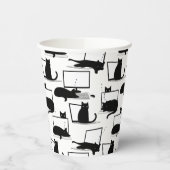Schwarze Katzen auf Laptops Pappbecher (Links)