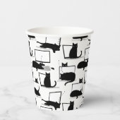 Schwarze Katzen auf Laptops Pappbecher (Vorderseite)