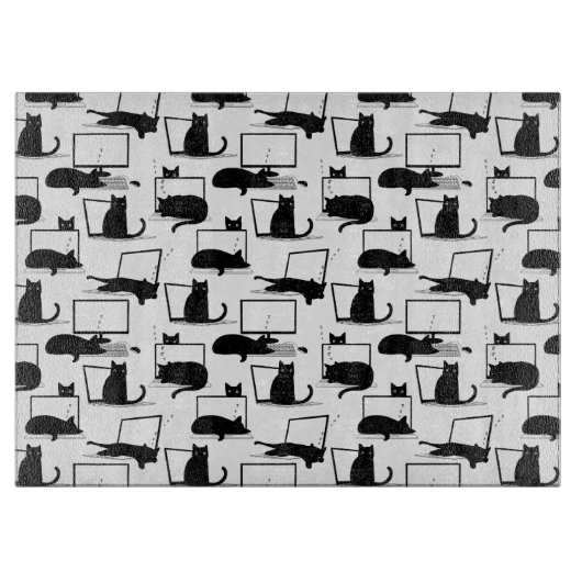 Schwarze Katzen auf Laptops Schneidebrett (Vorderseite)