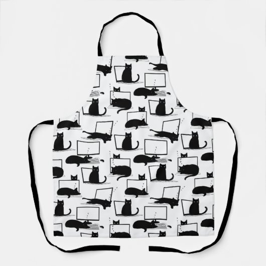 Schwarze Katzen auf Laptops Schürze (Vorderseite)