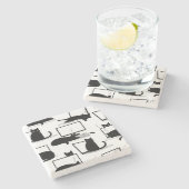 Schwarze Katzen auf Laptops Steinuntersetzer (Seitenansicht)