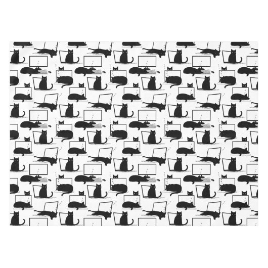 Schwarze Katzen auf Laptops Tischdecke (Vorderseite (Horizontal))