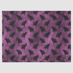Schwarze Katzen auf Lila Decoupage Seidenpapier