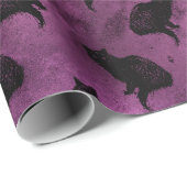 Schwarze Katzen auf Lila Geschenkpapier (Rolleneckpunkt)