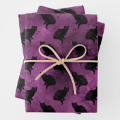 Schwarze Katzen auf Lila Geschenkpapier Set (Beispiel)
