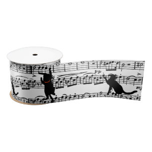 Schwarze Katzen auf Musik Satinband