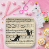Schwarze Katzen auf Notenpapier Pappteller (Party)