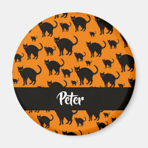 Schwarze Katzen auf Orange Magnet