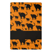 Schwarze Katzen auf Orange Mini Klemmbrett (Rückseite)