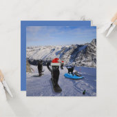 Schwarze Katzen auf Snowboards geklappte Grußkarte Karte (Vorderseite/Rückseite Beispiel)