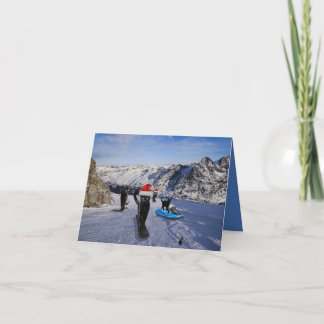 Schwarze Katzen auf Snowboards geklappte Grußkarte Karte