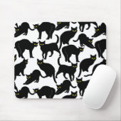 Schwarze Katzen auf Weiß Mousepad (Mit Mouse)