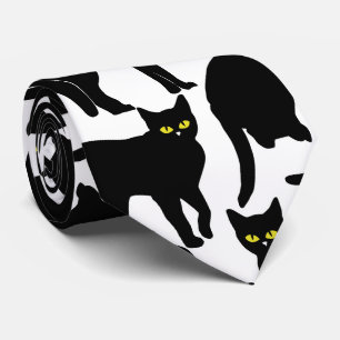 Schwarze Katzen auf weißem Hintergrund Krawatte