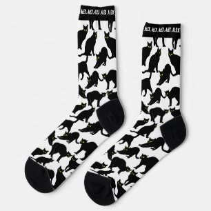 Schwarze Katzen auf weißem Hintergrund Socken