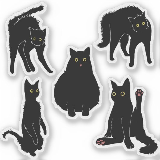 Schwarze Katzen Aufkleber (Vorderseite)