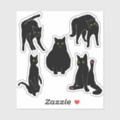 Schwarze Katzen Aufkleber (Blatt)
