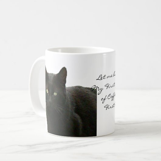 Schwarze Katzen-Aufpassen Kaffeetasse (Vorderseite Links)