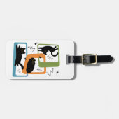 Schwarze Katzen aus der Mitte des Jahrhunderts Gepäckanhänger (Vorderseite horizontal)