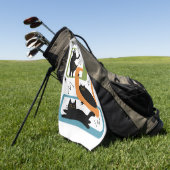 Schwarze Katzen aus der Mitte des Jahrhunderts Golfhandtuch (Gras)