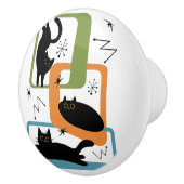 Schwarze Katzen aus der Mitte des Jahrhunderts Keramikknauf (Rechts)