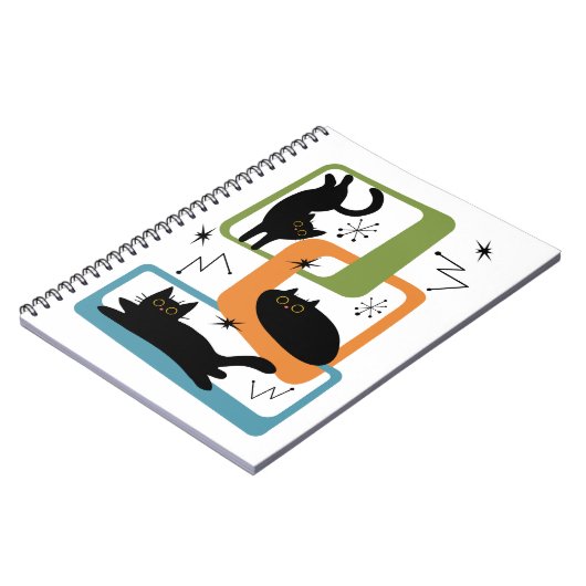 Schwarze Katzen aus der Mitte des Jahrhunderts Notizblock (Linke Seite)