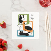 Schwarze Katzen aus der Mitte des Jahrhunderts Serviette (Beispiel)