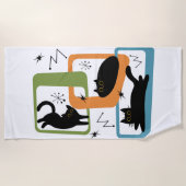 Schwarze Katzen aus der Mitte des Jahrhunderts Strandtuch (Vorderseite)