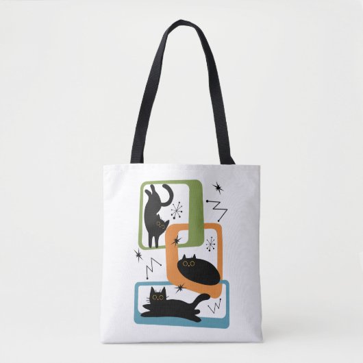 Schwarze Katzen aus der Mitte des Jahrhunderts Tasche (Vorderseite)
