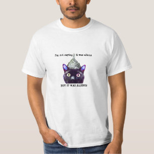 Schwarze Katzen-Außerirdische T - Shirt, Männer T-Shirt