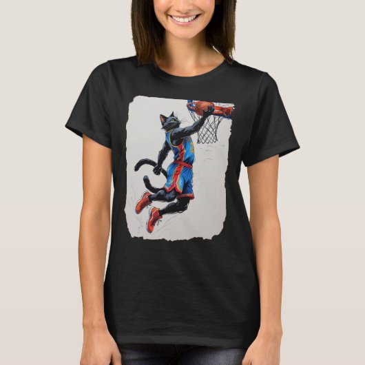 Schwarze Katzen-Basketball! T-Shirt (Vorderseite)