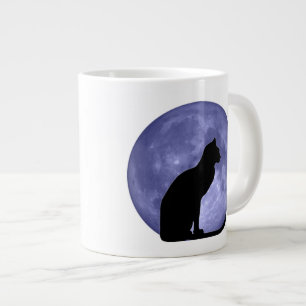 Schwarze Katzen-blauer Mond-Tunnel-bohrwagenTasse Jumbo-Tasse