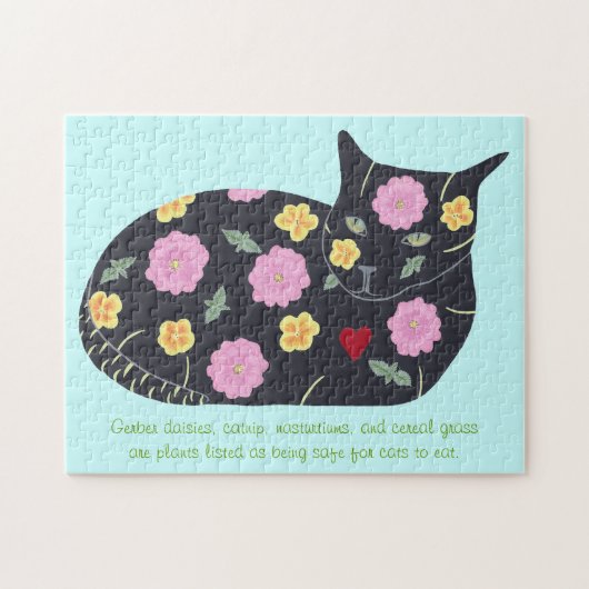 Schwarze Katzen Blume Pflanze Katzen können Puzzle (Horizontal)