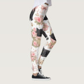 Schwarze Katzen-Blumen-Leggings Leggings (Rechts)