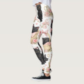Schwarze Katzen-Blumen-Leggings Leggings (Links)
