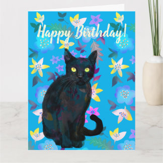 schwarze Katzen-Blumenkarte Karte